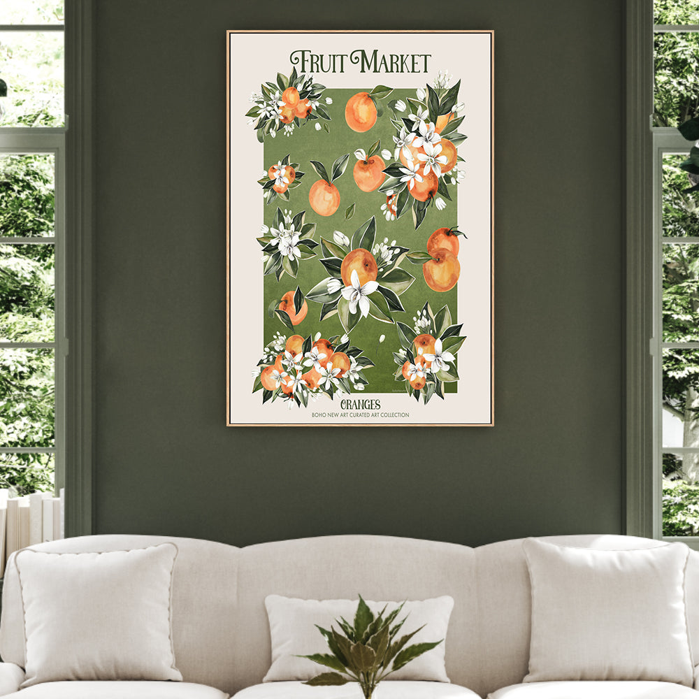 wall-art-print-canvas-poster-framed-Oranges At The Fruit Market , By Emel Tunaboylu-GIOIA-WALL-ART