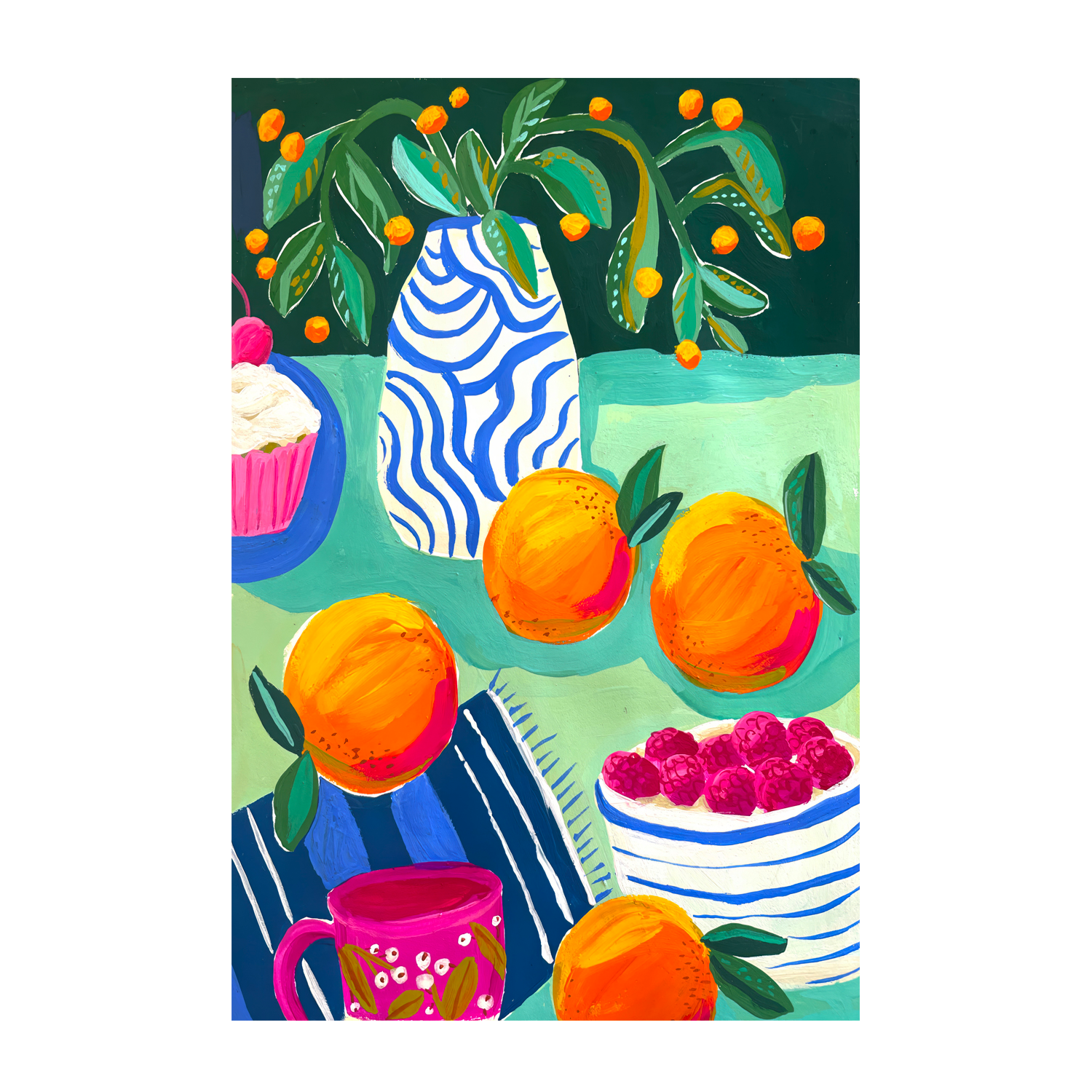 wall-art-print-canvas-poster-framed-Oranges, Berries And Cupcakes , By Kelly Angelovic-1