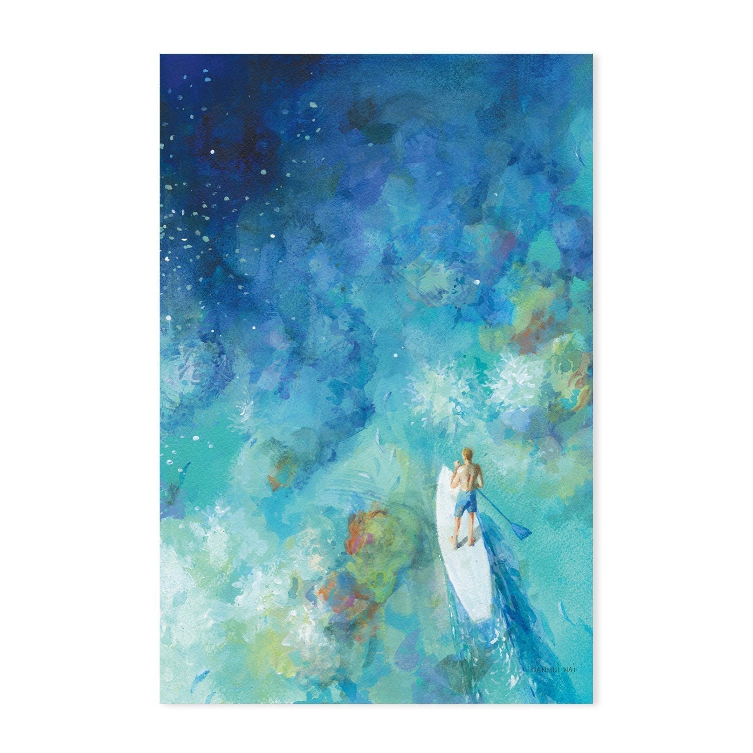 wall-art-print-canvas-poster-framed-Paddle Board Exploring, Set of 2-by-Danhui Nai-Gioia Wall Art