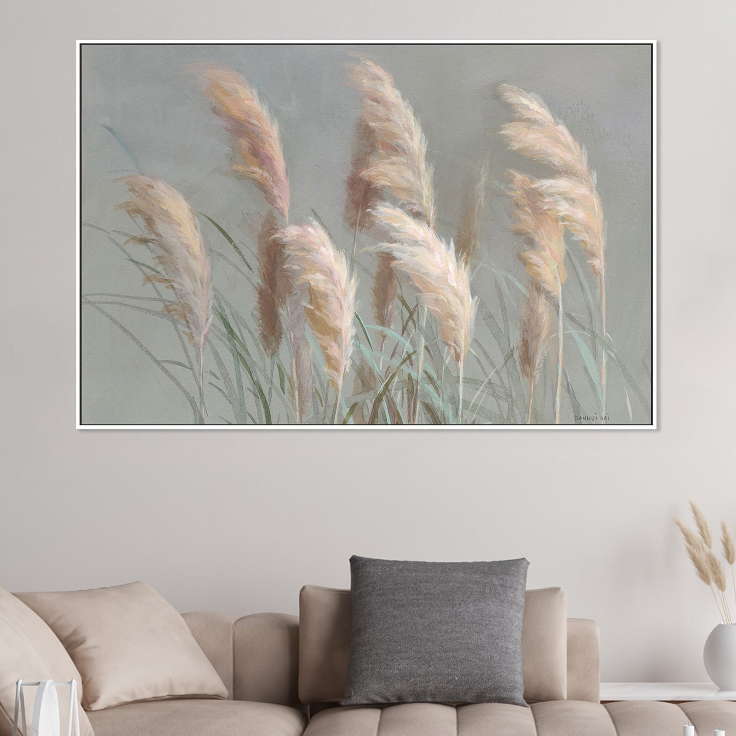 wall-art-print-canvas-poster-framed-Pampas Grasses on Gray-by-Danhui Nai-Gioia Wall Art