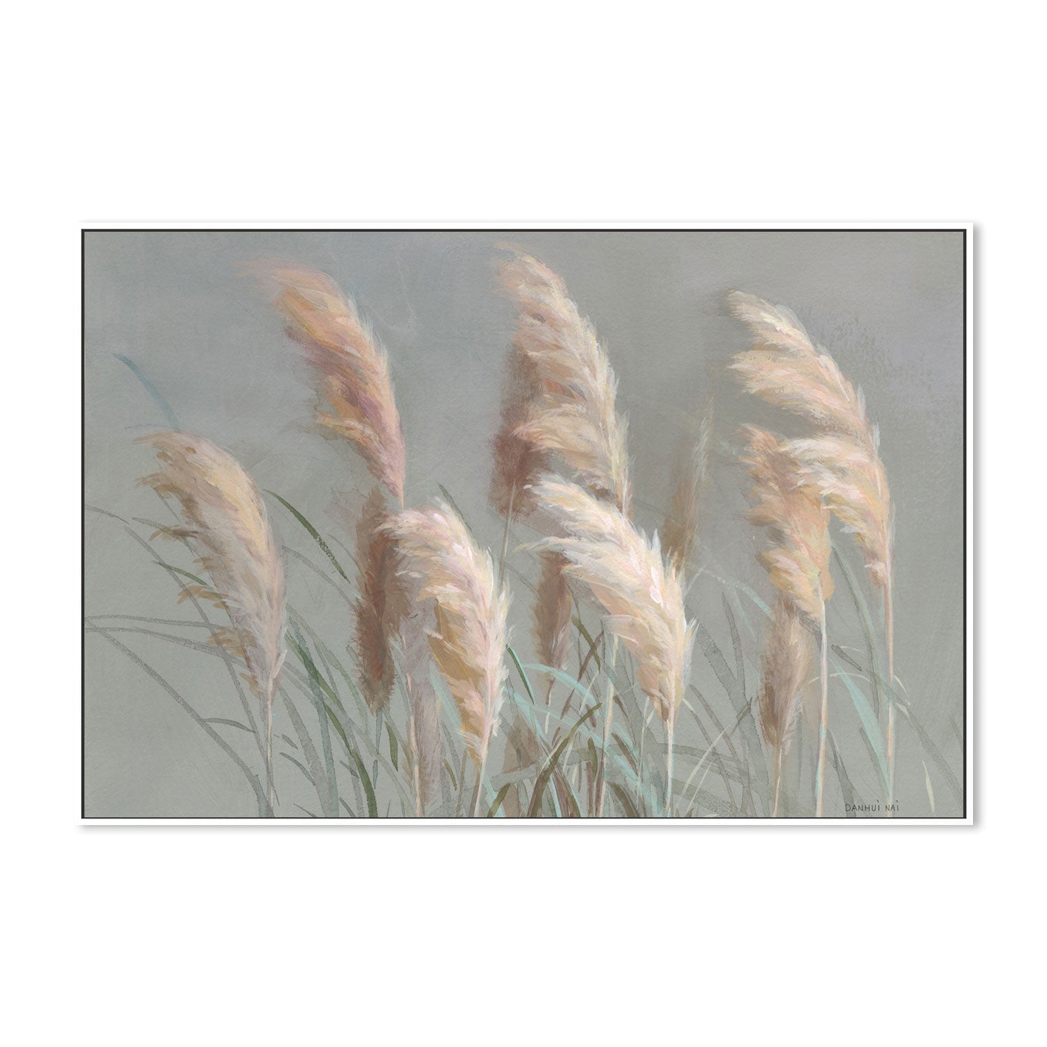 wall-art-print-canvas-poster-framed-Pampas Grasses on Gray-by-Danhui Nai-Gioia Wall Art