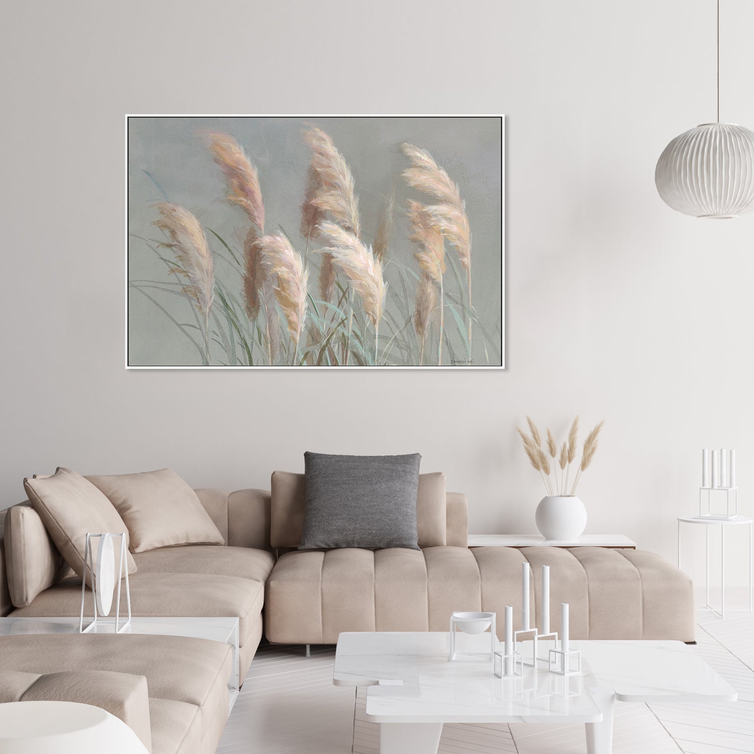 wall-art-print-canvas-poster-framed-Pampas Grasses on Gray-by-Danhui Nai-Gioia Wall Art