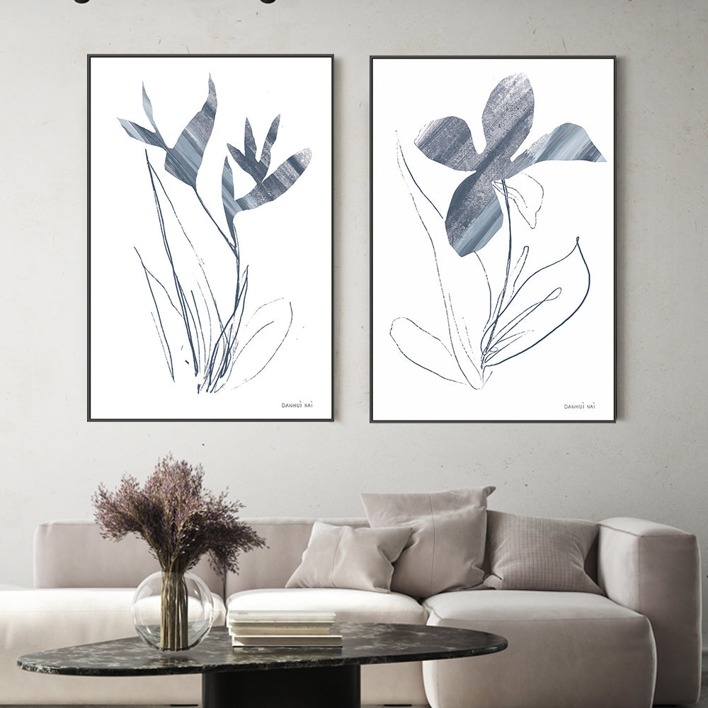 wall-art-print-canvas-poster-framed-Paradise Blue, Style A & B, Set Of 2 , By Danhui Nai-2