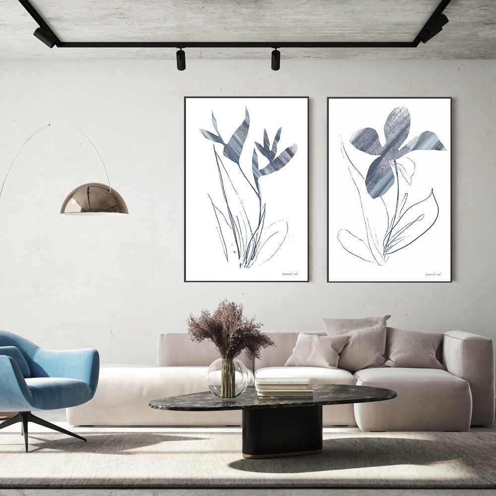 wall-art-print-canvas-poster-framed-Paradise Blue, Style A & B, Set Of 2 , By Danhui Nai-7