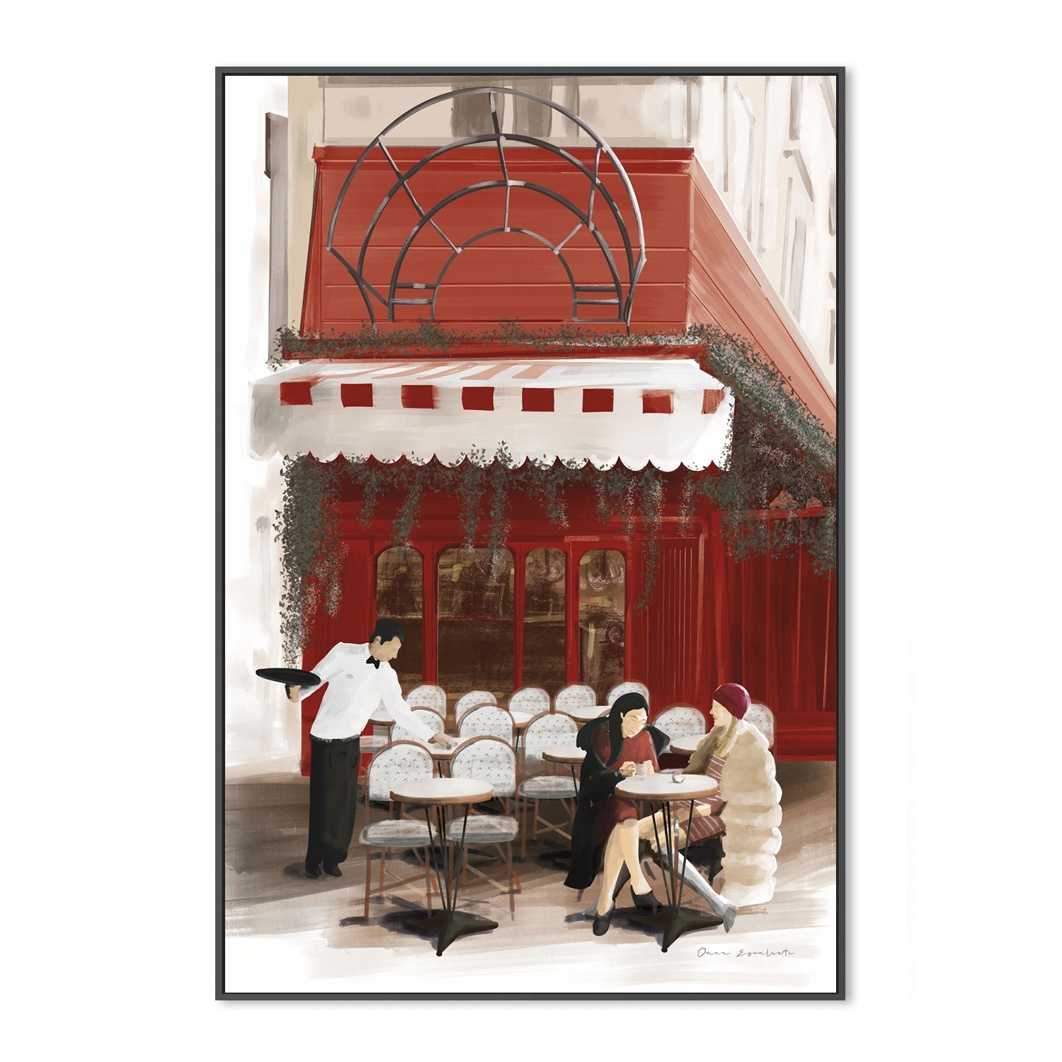 wall-art-print-canvas-poster-framed-Paris Bistro Red , By Omar Escalante-GIOIA-WALL-ART