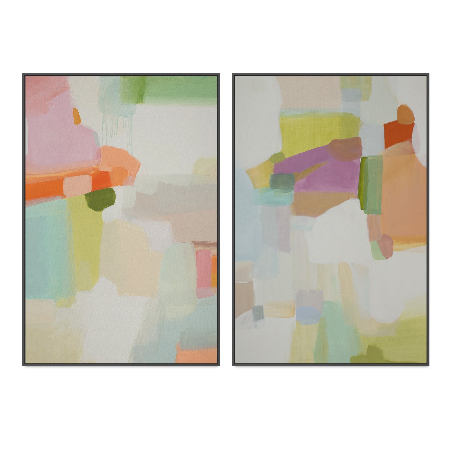 wall-art-print-canvas-poster-framed-Pastel Abstract, Style A & B, Set of 2 , By Jenny Westenhofer Art-3