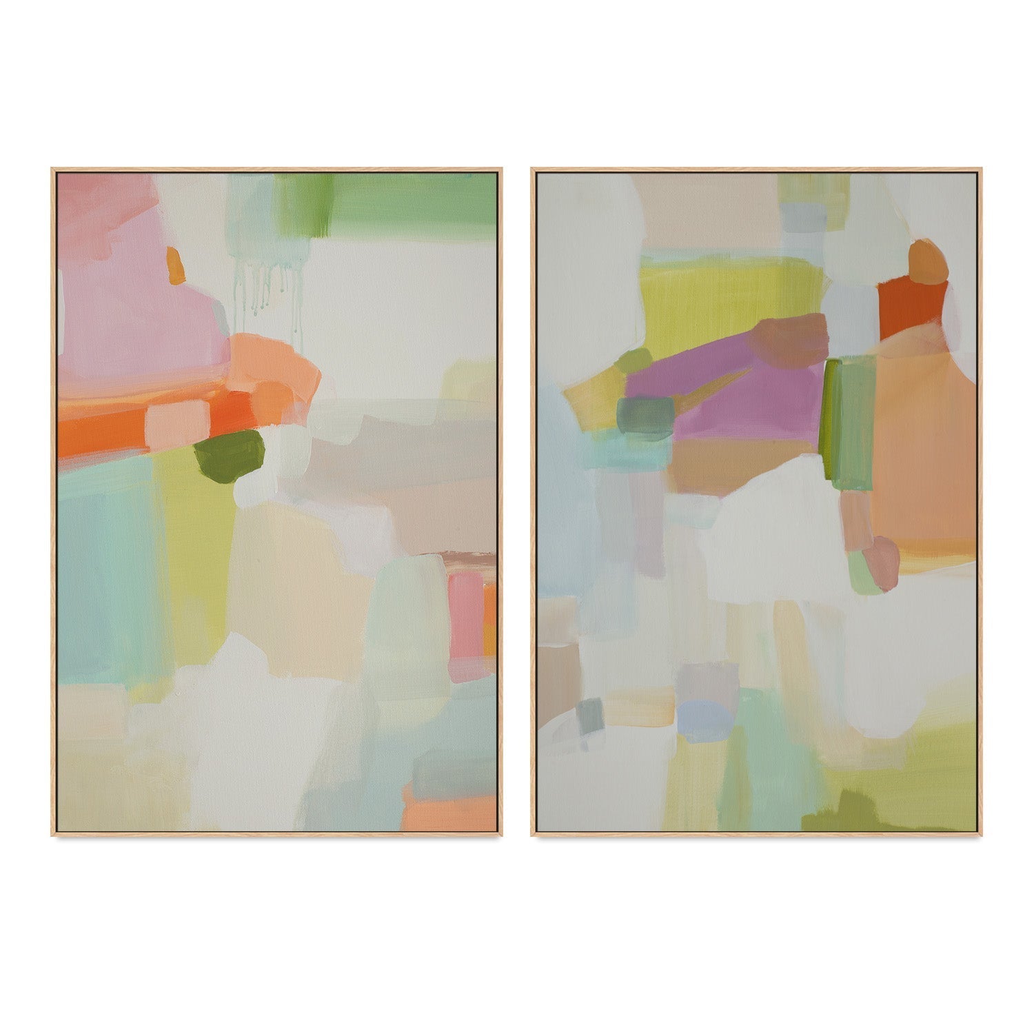 wall-art-print-canvas-poster-framed-Pastel Abstract, Style A & B, Set of 2 , By Jenny Westenhofer Art-4