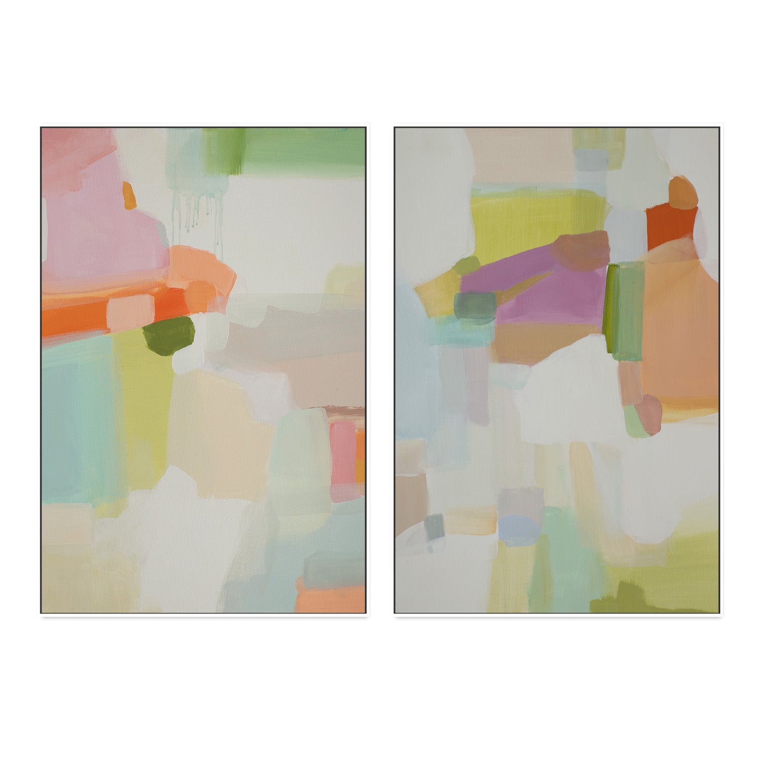 wall-art-print-canvas-poster-framed-Pastel Abstract, Style A & B, Set of 2 , By Jenny Westenhofer Art-5