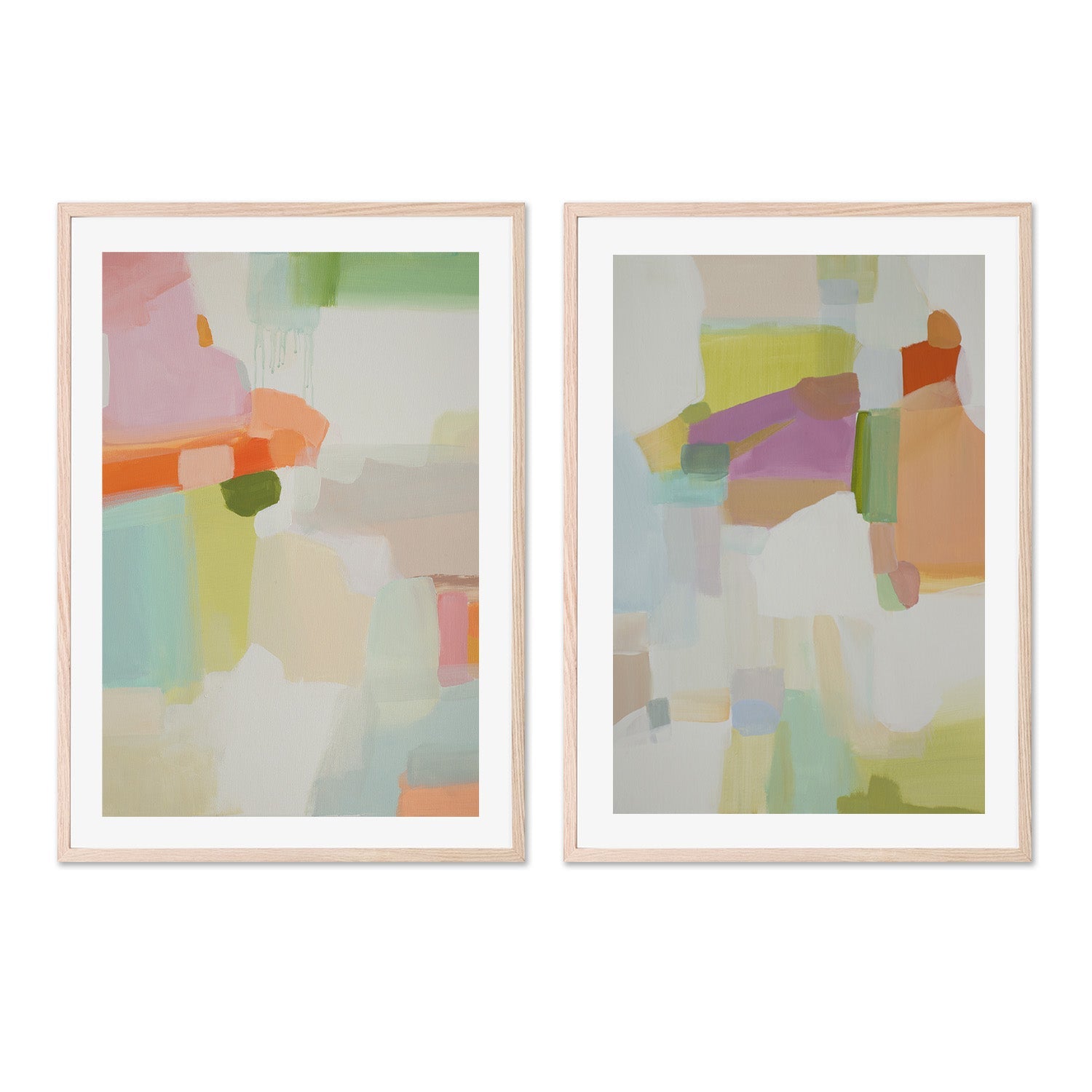 wall-art-print-canvas-poster-framed-Pastel Abstract, Style A & B, Set of 2 , By Jenny Westenhofer Art-6