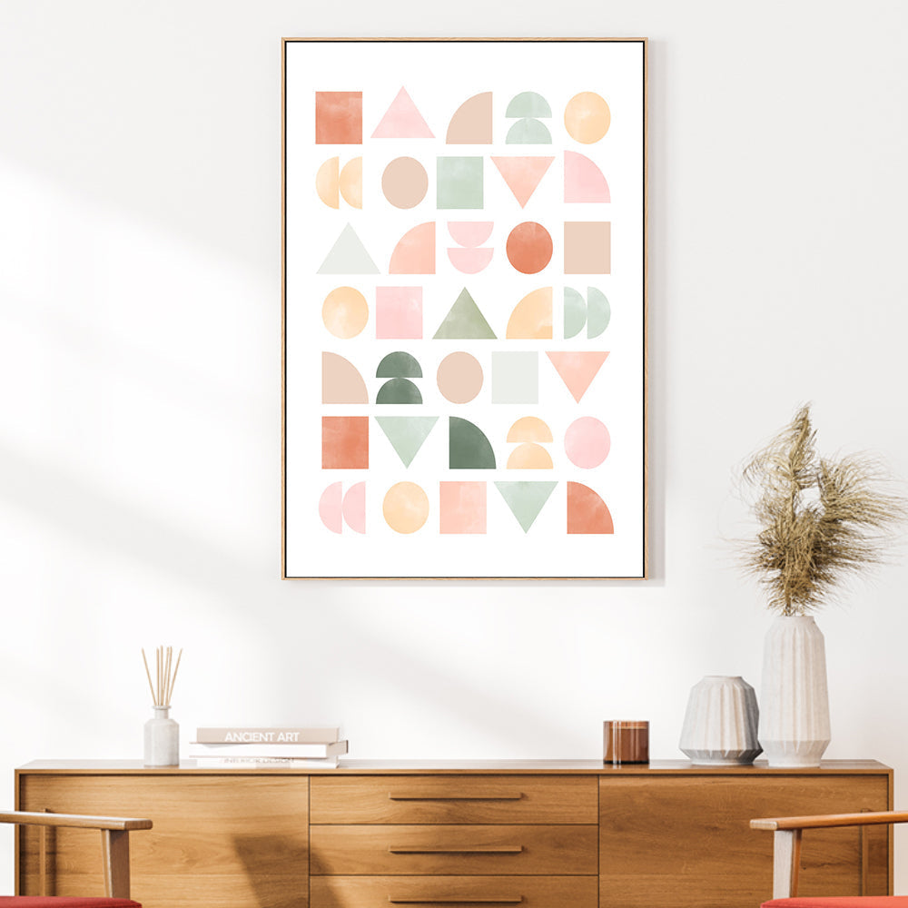 wall-art-print-canvas-poster-framed-Pastel Assorted Shapes , By Elena Ristova-GIOIA-WALL-ART