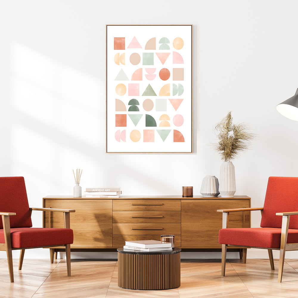 wall-art-print-canvas-poster-framed-Pastel Assorted Shapes , By Elena Ristova-GIOIA-WALL-ART