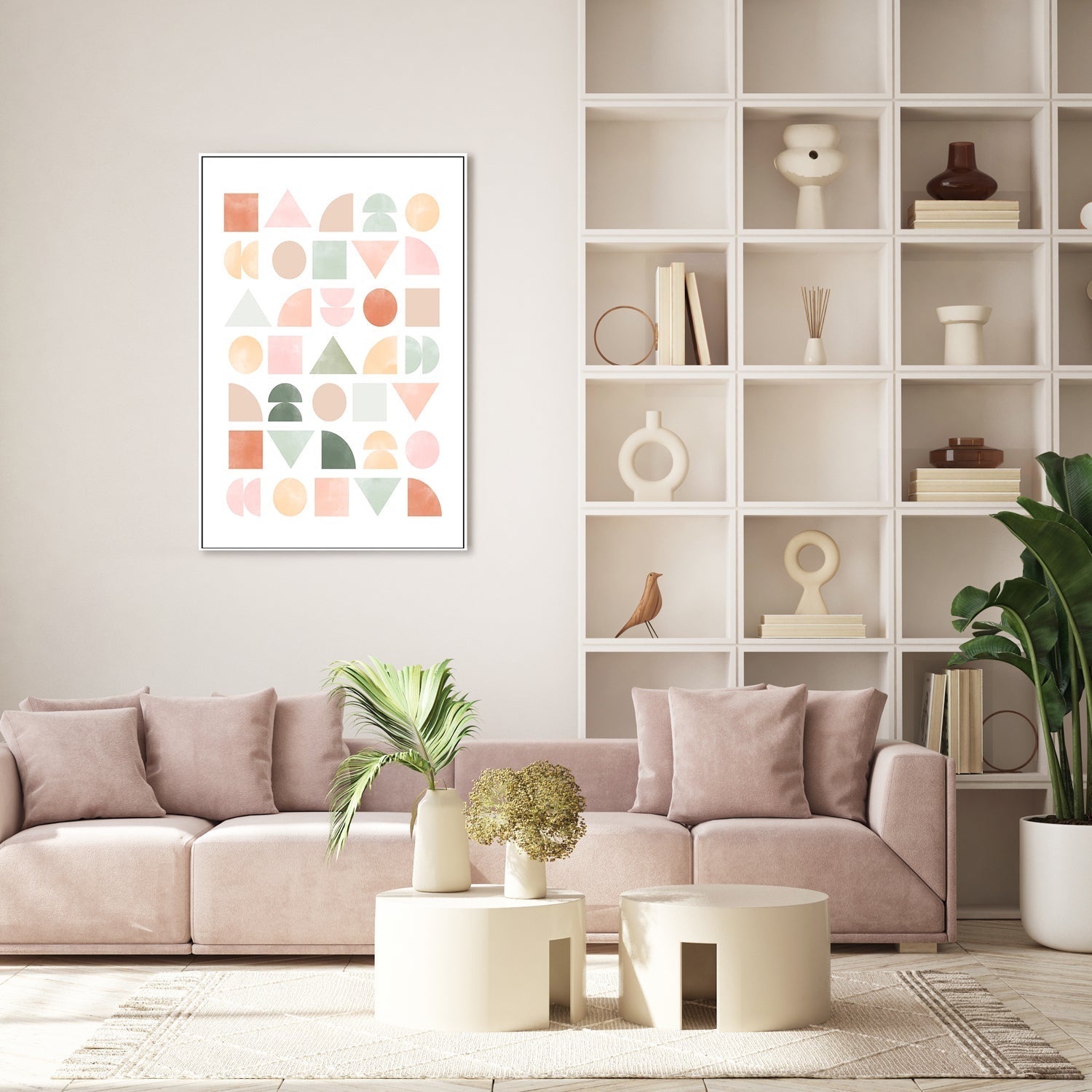 wall-art-print-canvas-poster-framed-Pastel Assorted Shapes , By Elena Ristova-GIOIA-WALL-ART