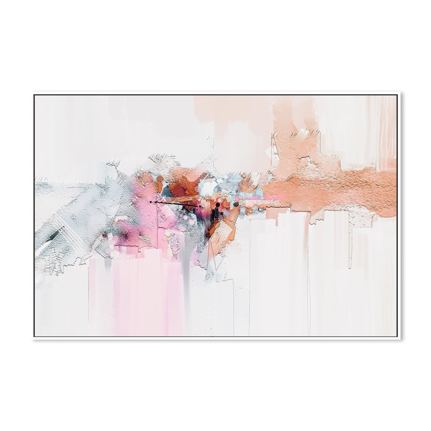 wall-art-print-canvas-poster-framed-Pastel Blue and Pink Abstract-by-Gioia Wall Art-Gioia Wall Art