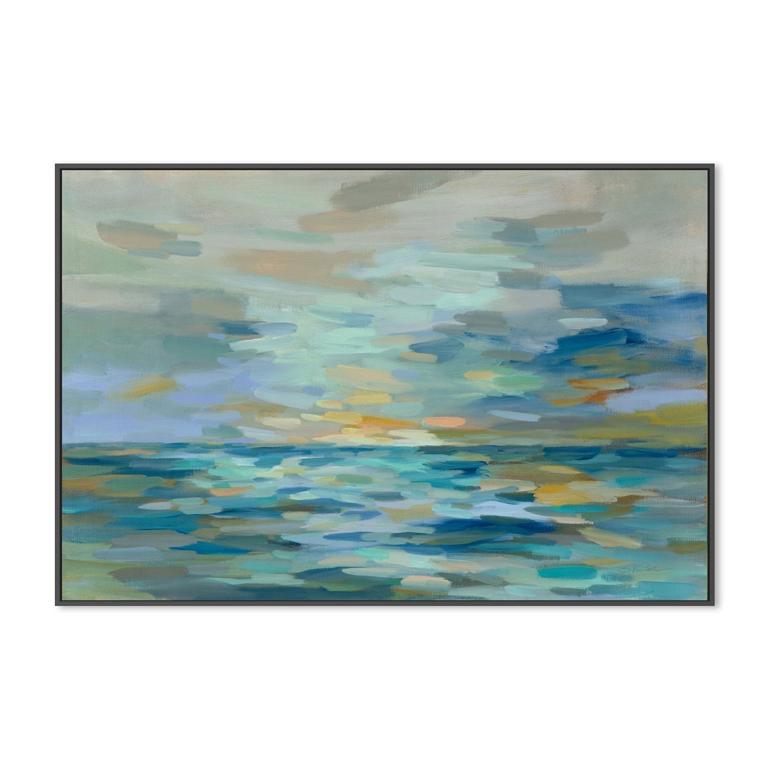 wall-art-print-canvas-poster-framed-Pastel Blue Sea-by-Silvia Vassileva-Gioia Wall Art