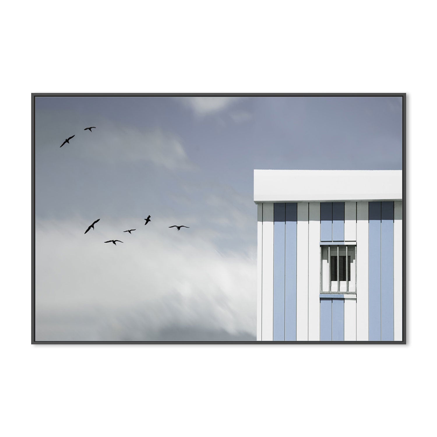 wall-art-print-canvas-poster-framed-Pastel Blue Striped Beach Box , By Gilbert Claes-GIOIA-WALL-ART