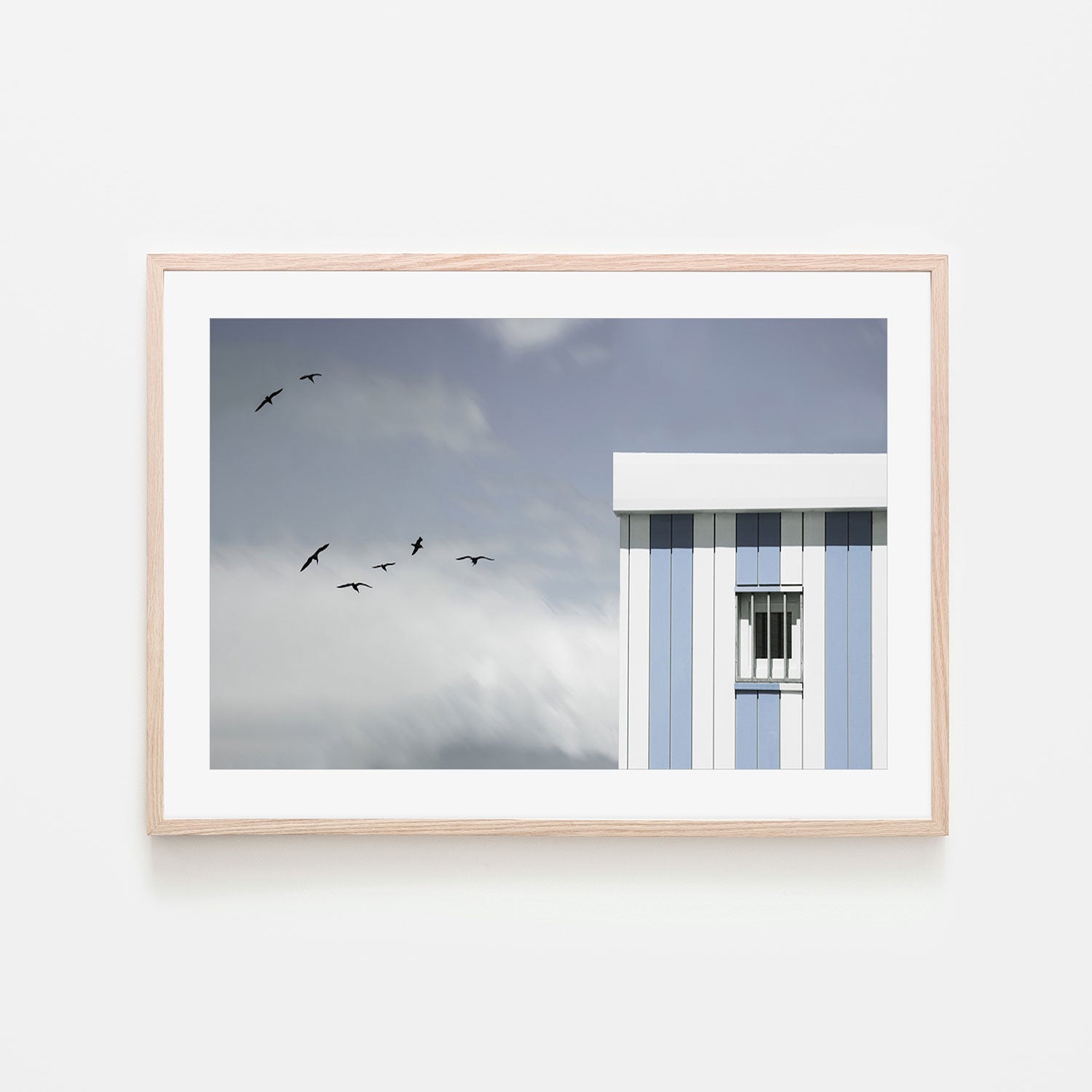 wall-art-print-canvas-poster-framed-Pastel Blue Striped Beach Box , By Gilbert Claes-GIOIA-WALL-ART