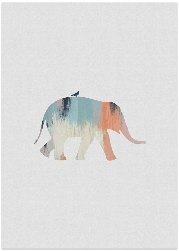 wall-art-print-canvas-poster-framed-Pastel Elephant , By Orara Studio-1