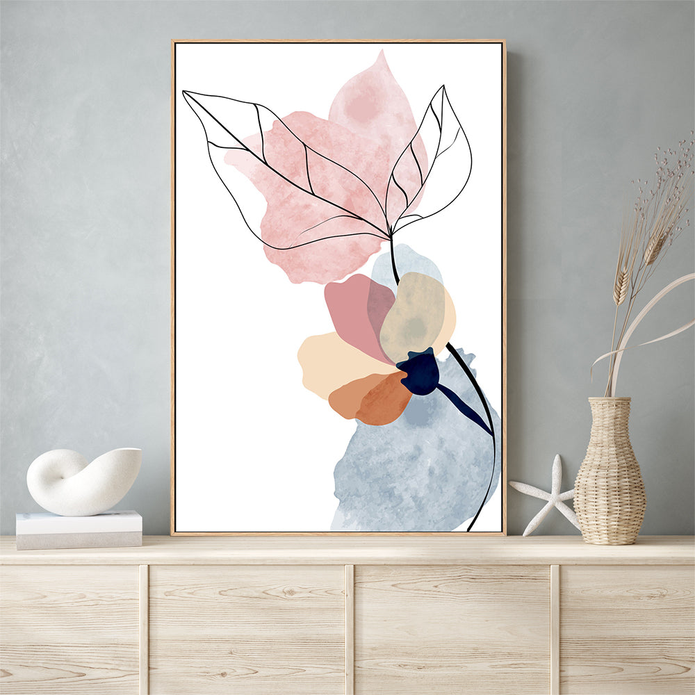 wall-art-print-canvas-poster-framed-Pastel Floral Branch, Style C-GIOIA-WALL-ART