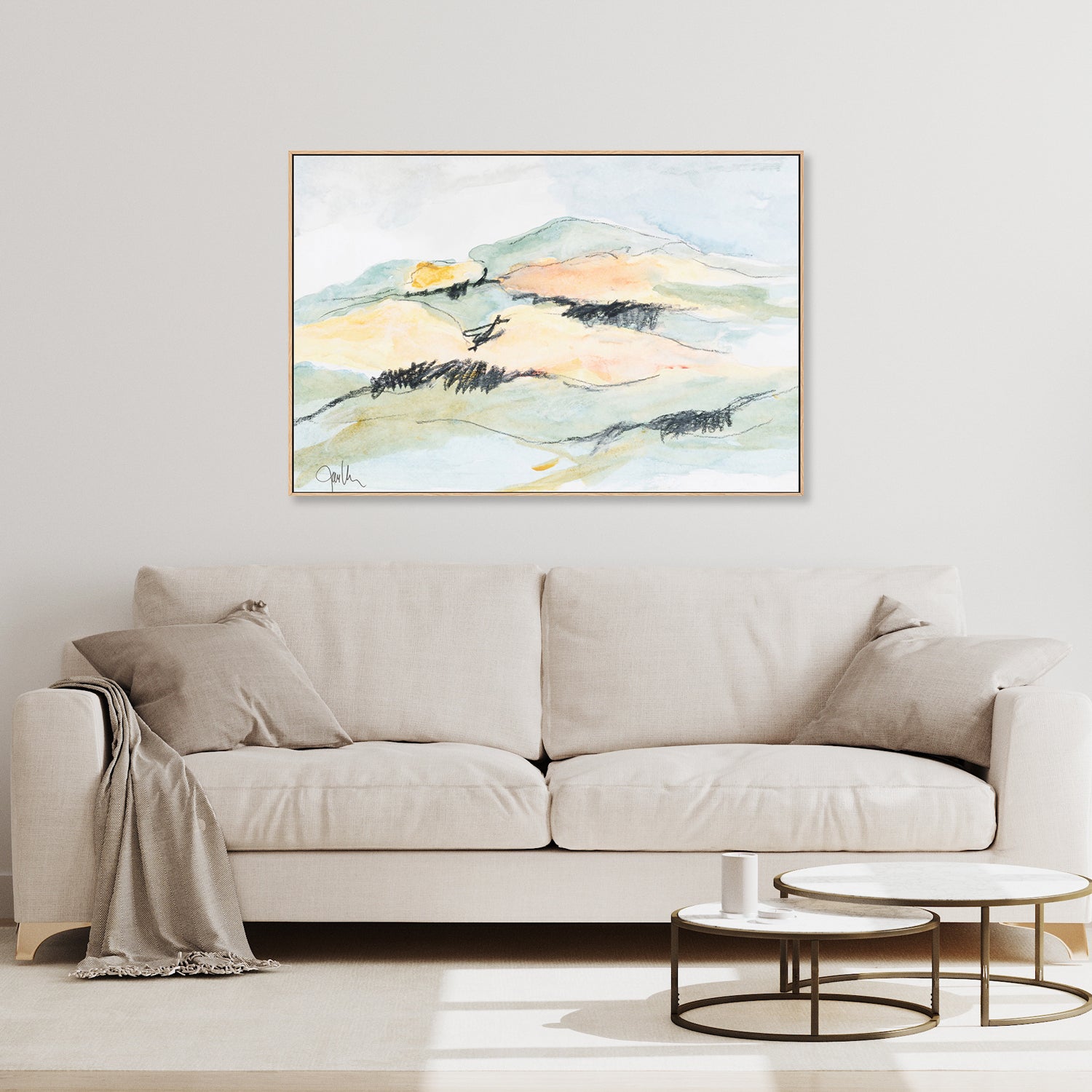 wall-art-print-canvas-poster-framed-Pastel Mountain, Style A , By Jan Weiss , By Jan Weiss-2