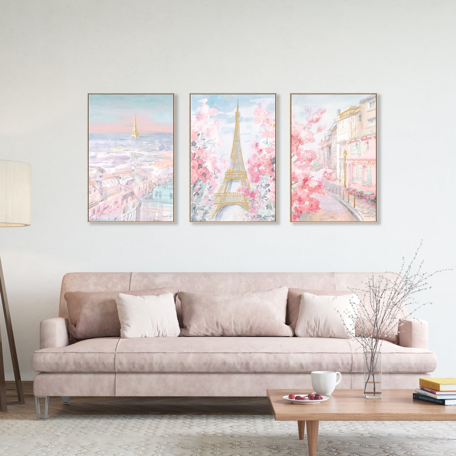 wall-art-print-canvas-poster-framed-Pastel Paris, Set of 3-by-Danhui Nai-Gioia Wall Art