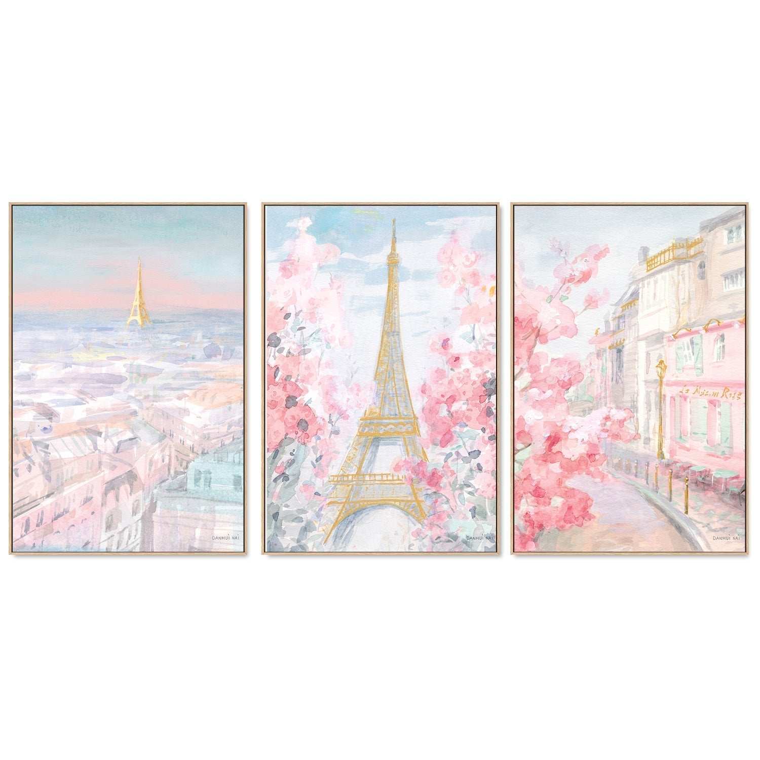 wall-art-print-canvas-poster-framed-Pastel Paris, Set of 3-by-Danhui Nai-Gioia Wall Art