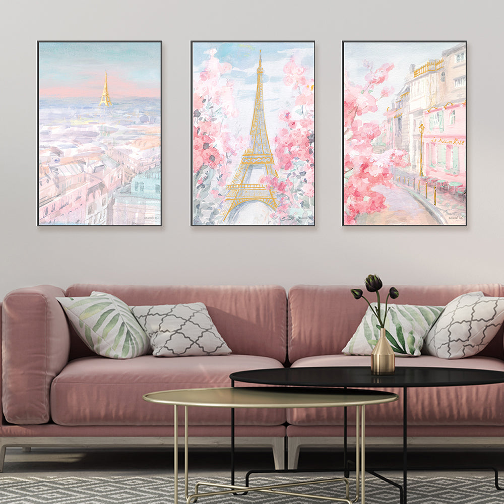 wall-art-print-canvas-poster-framed-Pastel Paris, Set of 3-by-Danhui Nai-Gioia Wall Art