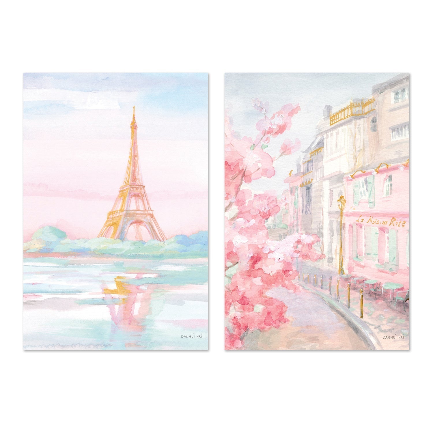 wall-art-print-canvas-poster-framed-Pastel Paris, Style B & E, Set of 2-by-Danhui Nai-Gioia Wall Art