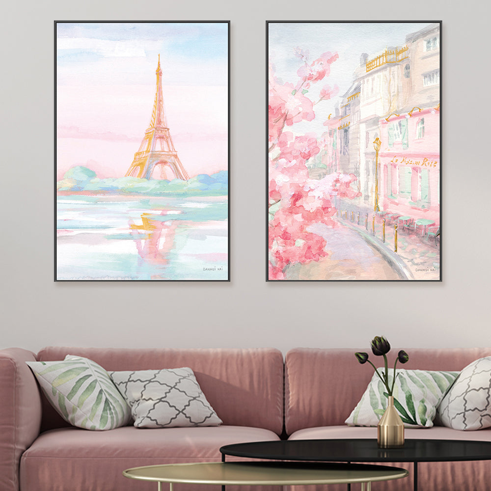 wall-art-print-canvas-poster-framed-Pastel Paris, Style B & E, Set of 2-by-Danhui Nai-Gioia Wall Art