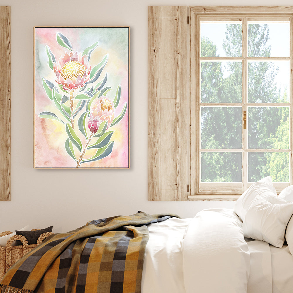 wall-art-print-canvas-poster-framed-Pastel Proteas , By Jessie Mitchelson-GIOIA-WALL-ART