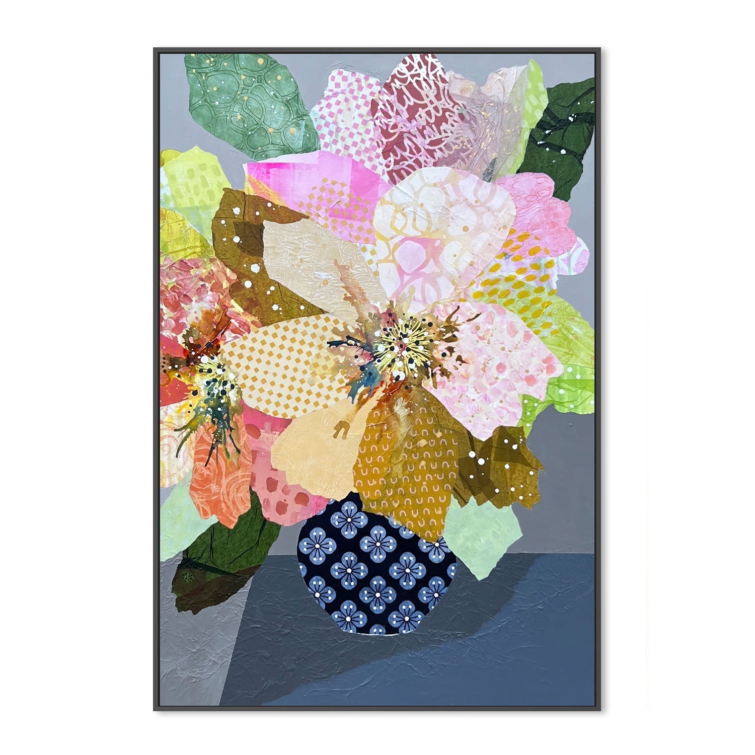 wall-art-print-canvas-poster-framed-Patchwork Daisies , By Leanne Daquino-GIOIA-WALL-ART