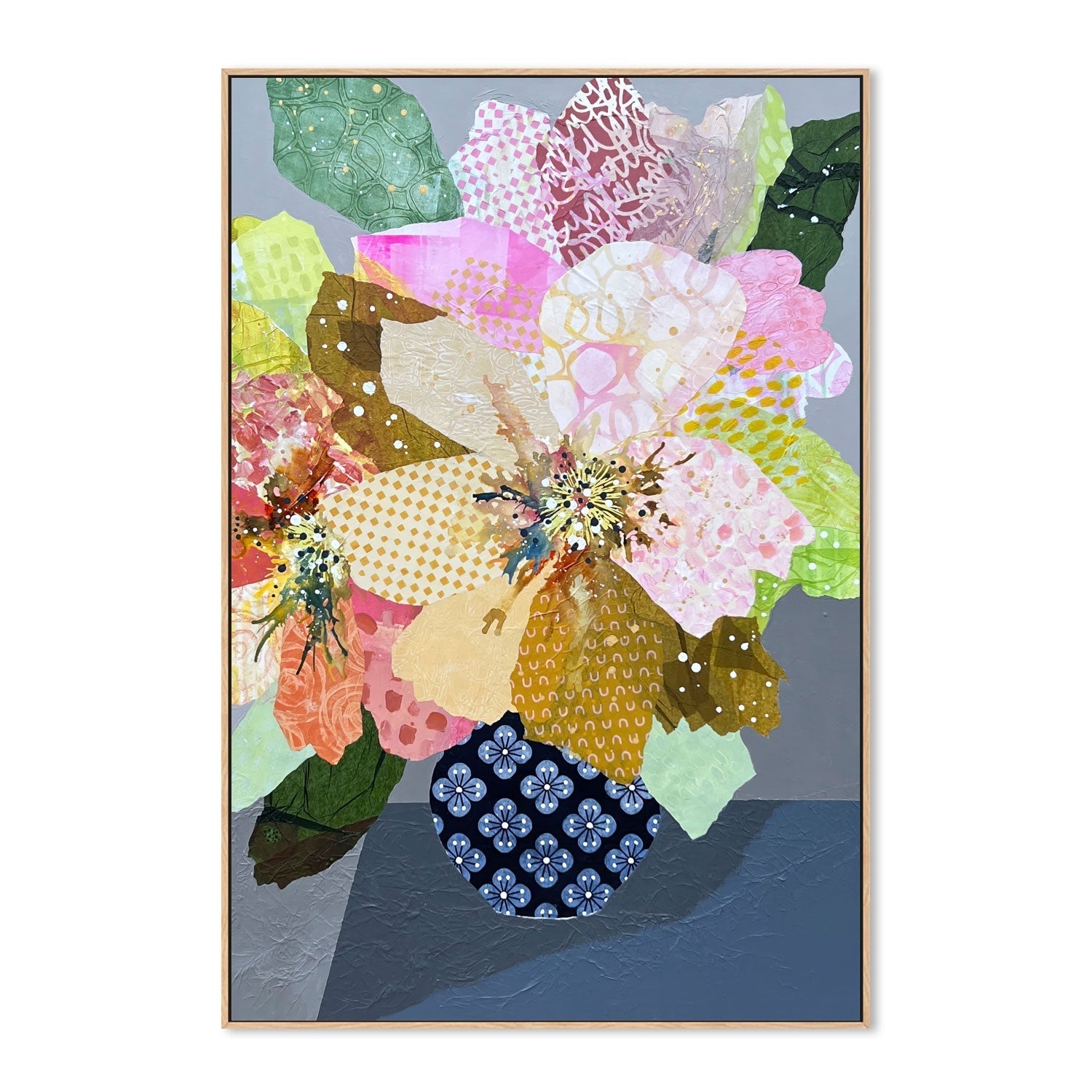 wall-art-print-canvas-poster-framed-Patchwork Daisies , By Leanne Daquino-GIOIA-WALL-ART