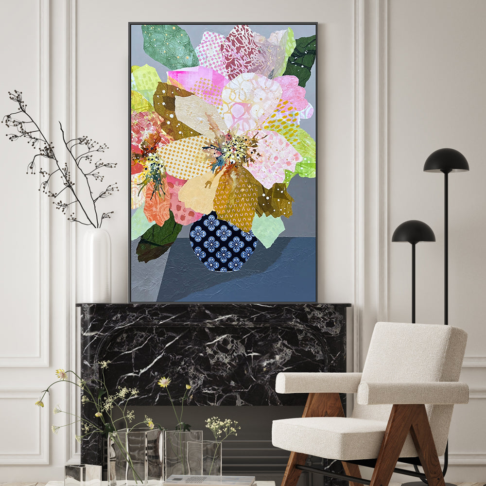 wall-art-print-canvas-poster-framed-Patchwork Daisies , By Leanne Daquino-GIOIA-WALL-ART