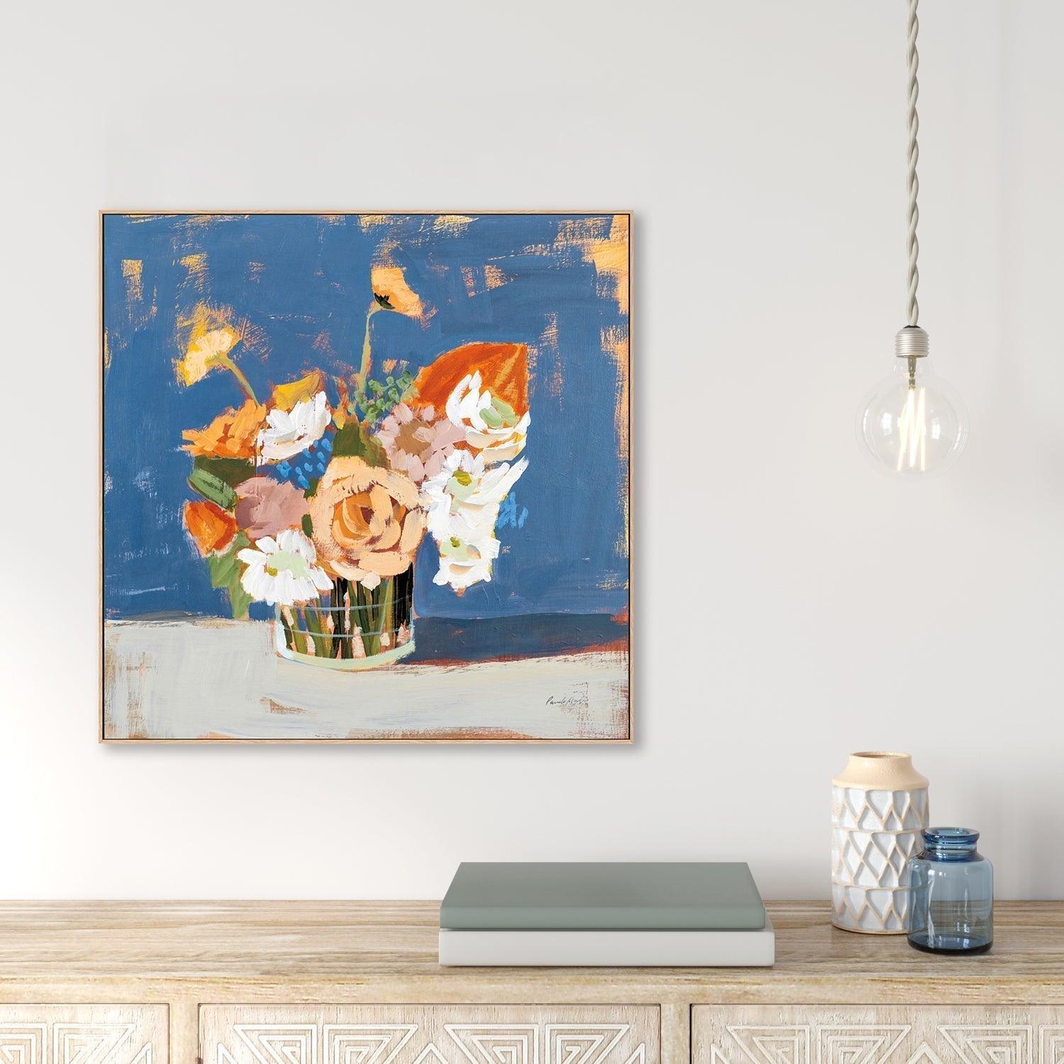 wall-art-print-canvas-poster-framed-Peach and White Bouquet-by-Pamela Munger-Gioia Wall Art