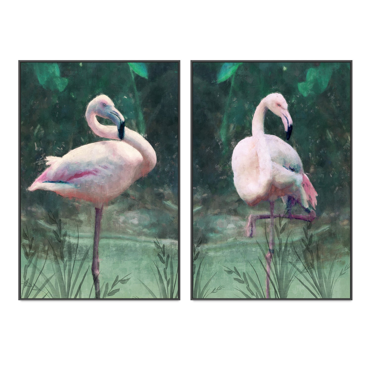 wall-art-print-canvas-poster-framed-Peach Flamingo, Style A & B, Set Of 2 , By Nina Blue-3