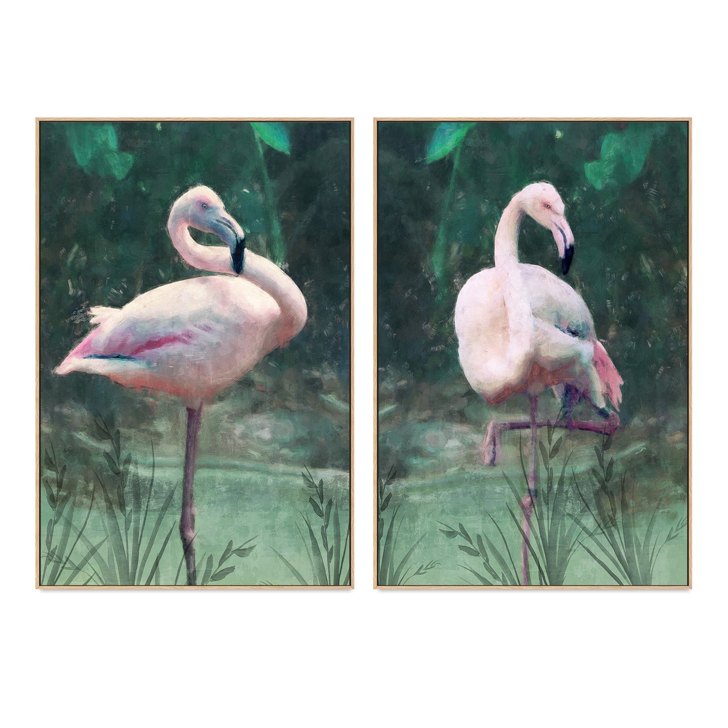 wall-art-print-canvas-poster-framed-Peach Flamingo, Style A & B, Set Of 2 , By Nina Blue-4