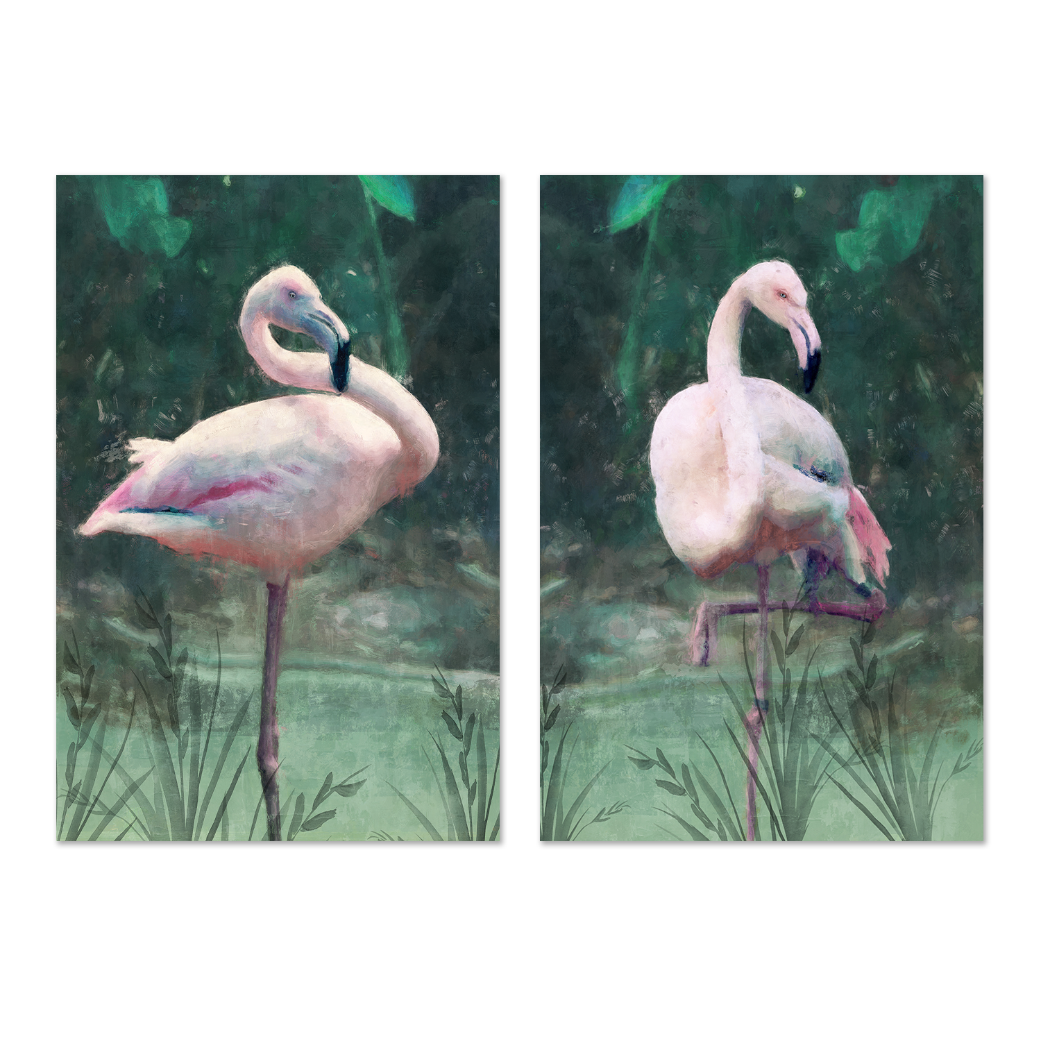 wall-art-print-canvas-poster-framed-Peach Flamingo, Style A & B, Set Of 2 , By Nina Blue-5