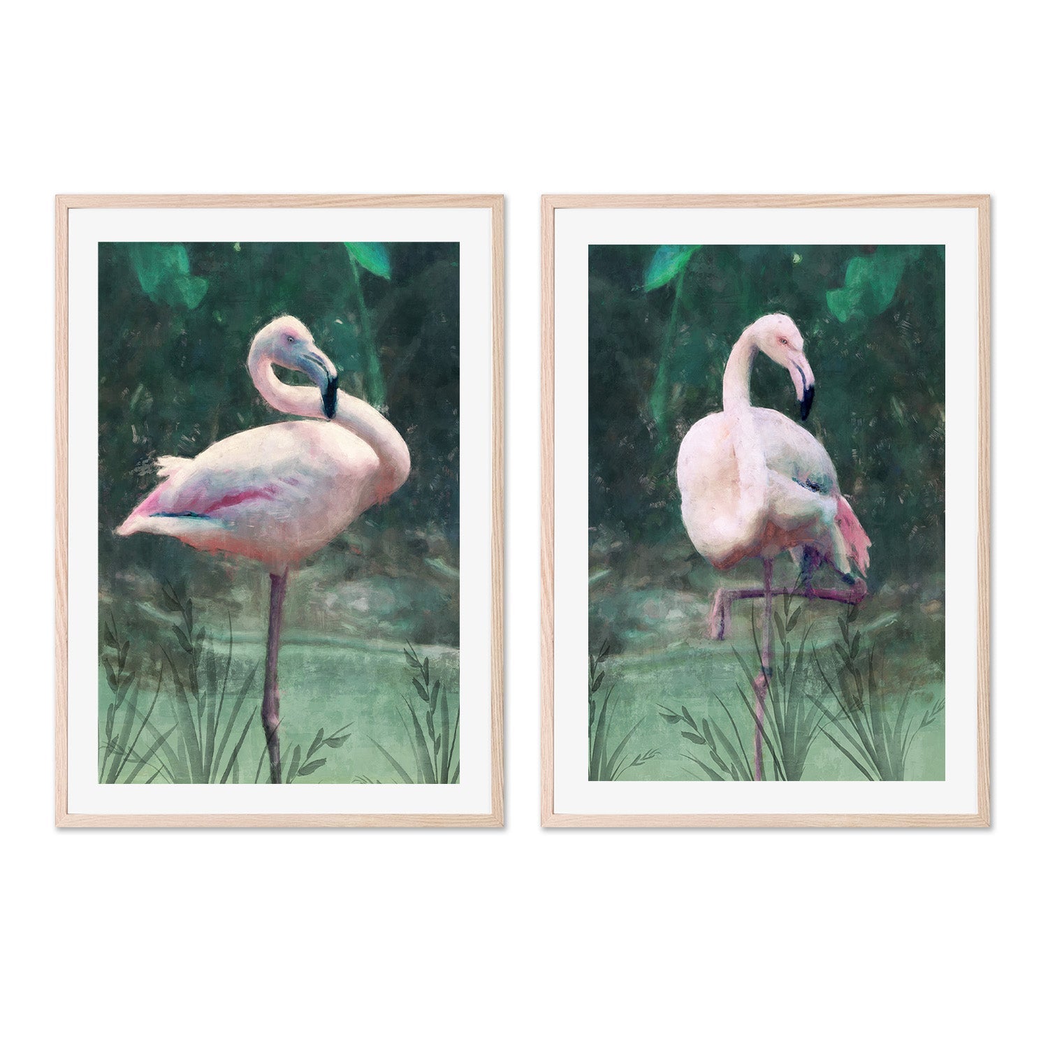 wall-art-print-canvas-poster-framed-Peach Flamingo, Style A & B, Set Of 2 , By Nina Blue-6