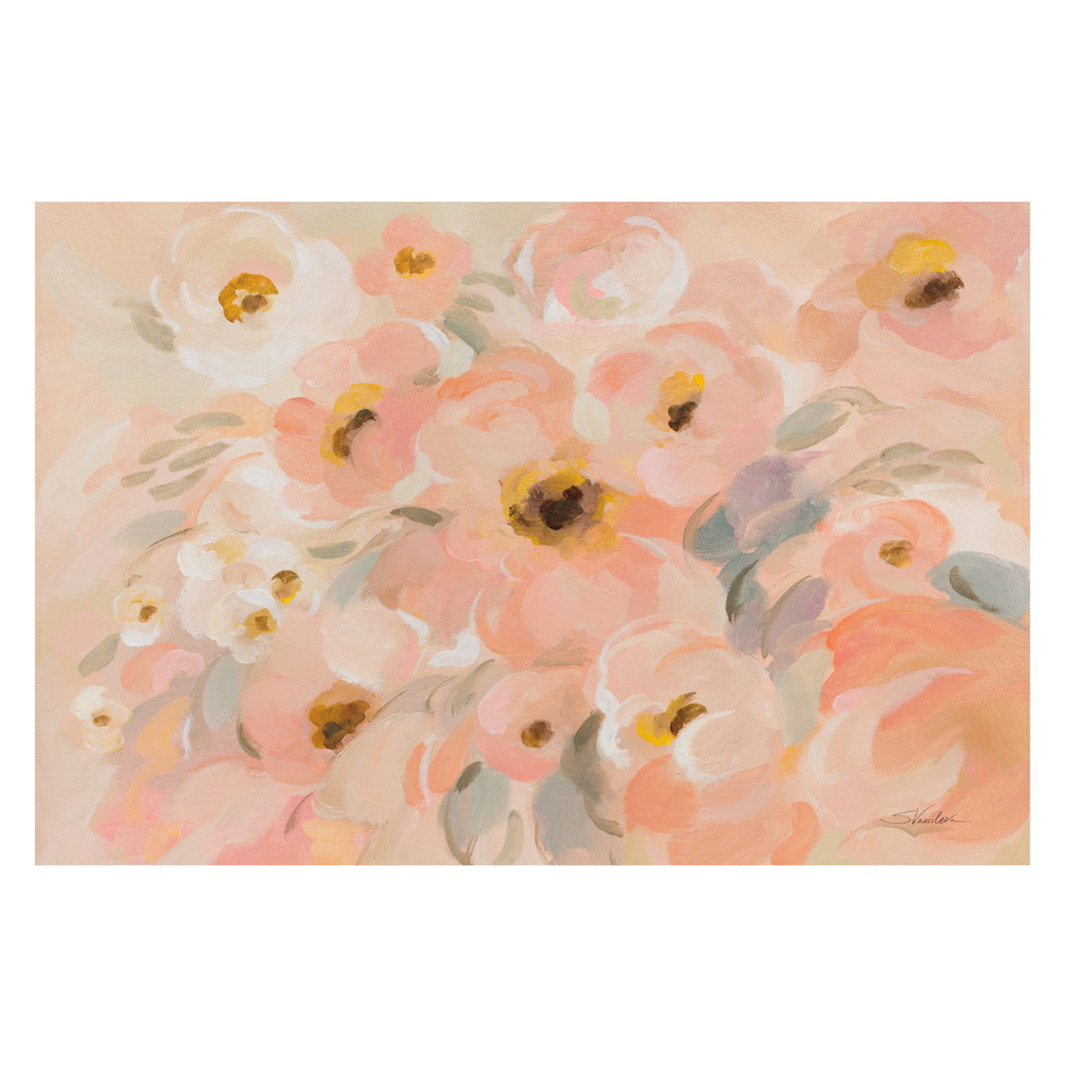 wall-art-print-canvas-poster-framed-Peach Pink Floral , By Silvia Vassileva-1