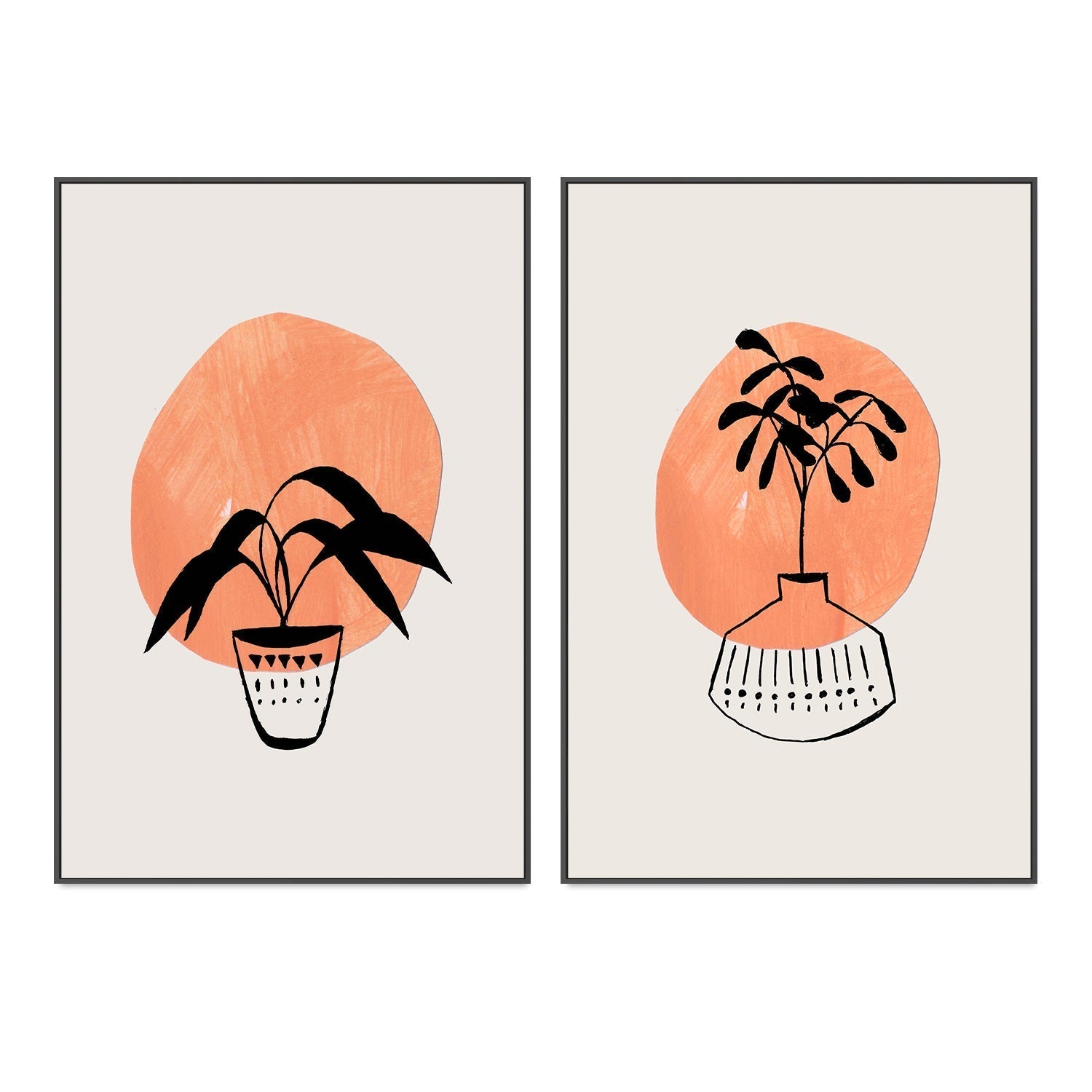 wall-art-print-canvas-poster-framed-Peach Vases, Set Of 2 , By Ejaaz Haniff-GIOIA-WALL-ART