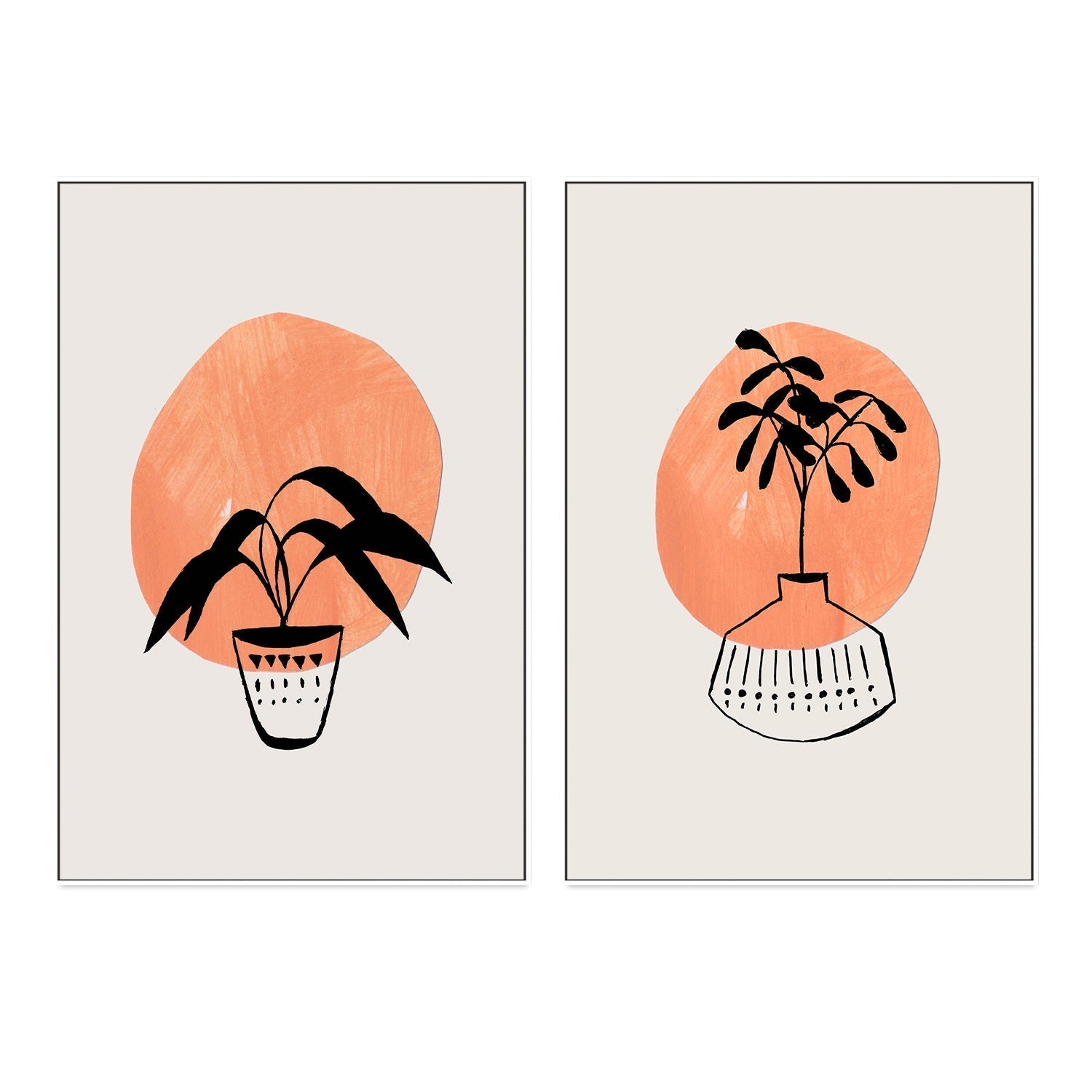 wall-art-print-canvas-poster-framed-Peach Vases, Set Of 2 , By Ejaaz Haniff-GIOIA-WALL-ART