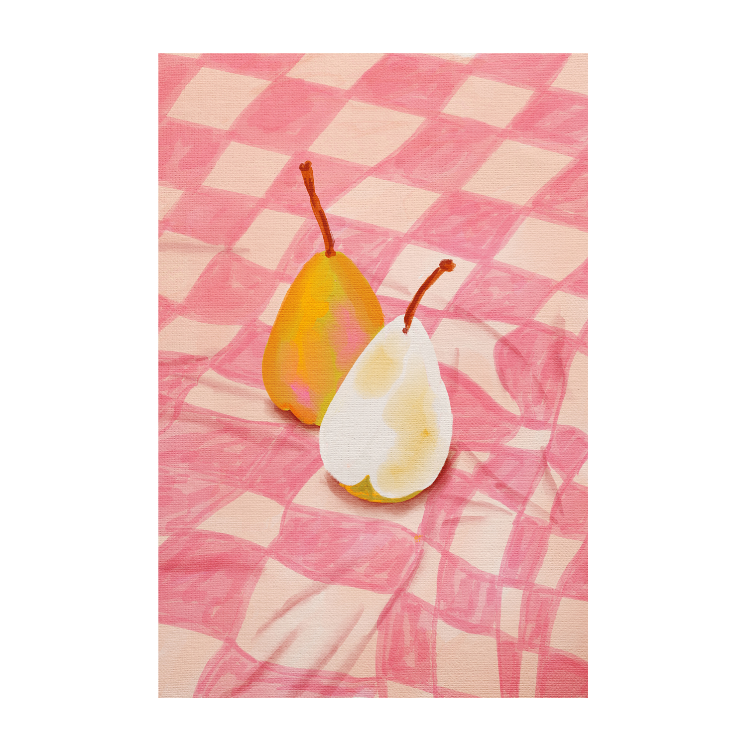 wall-art-print-canvas-poster-framed-Pear On Checkerboard , By Kartika Paramita-1