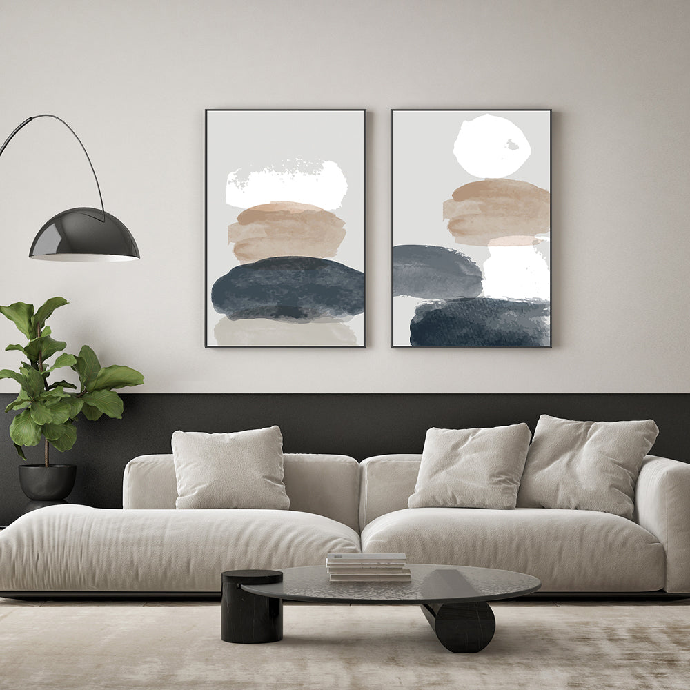 wall-art-print-canvas-poster-framed-Pebble Stack, Style A & B, Set Of 2-GIOIA-WALL-ART