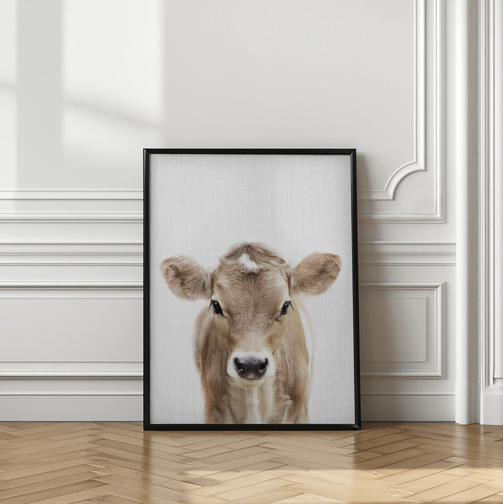 wall-art-print-canvas-poster-framed-Peekaboo Baby Cow , By Lola Peacock-2