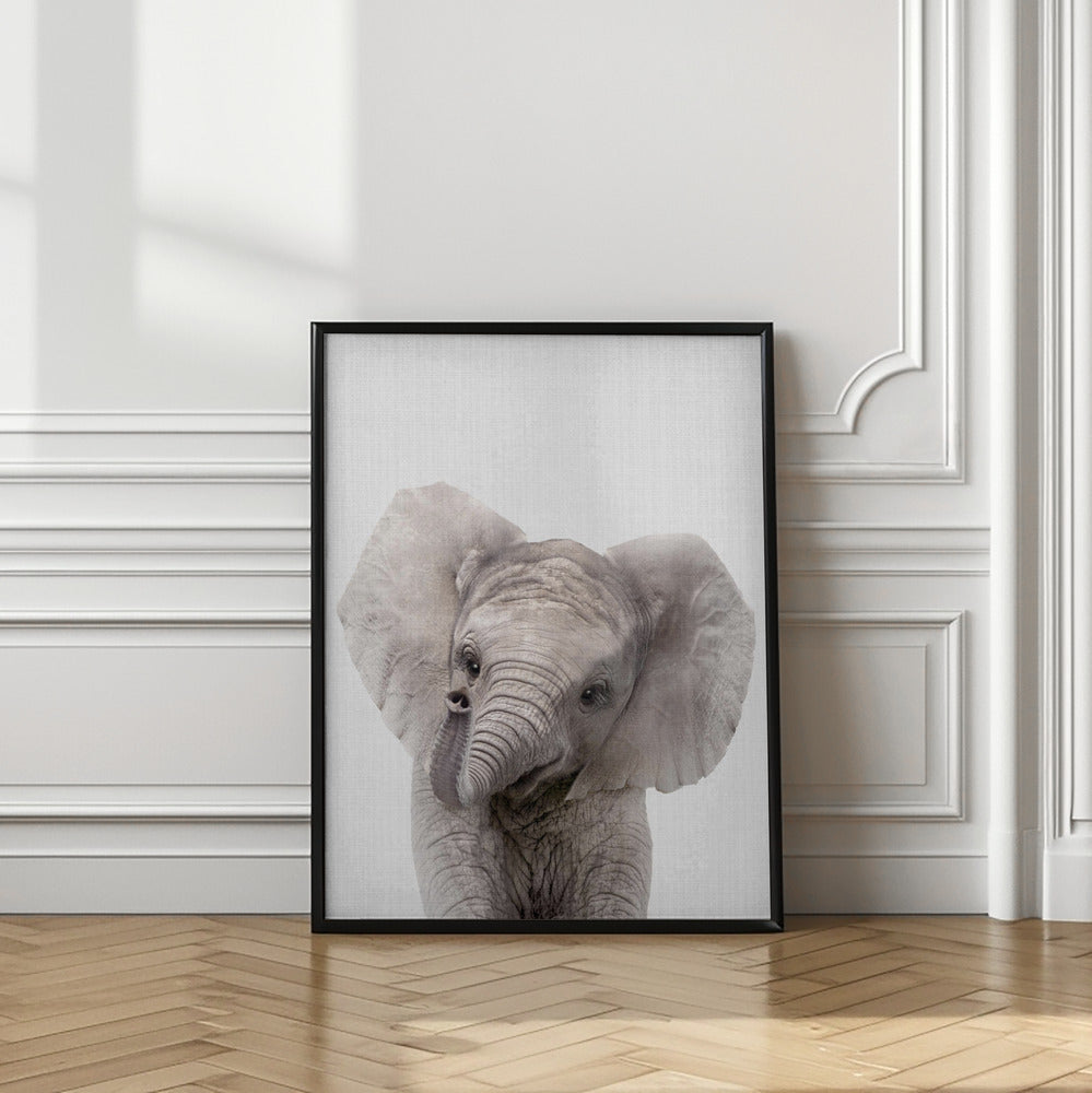 wall-art-print-canvas-poster-framed-Peekaboo Baby Elephant , By Lola Peacock-2