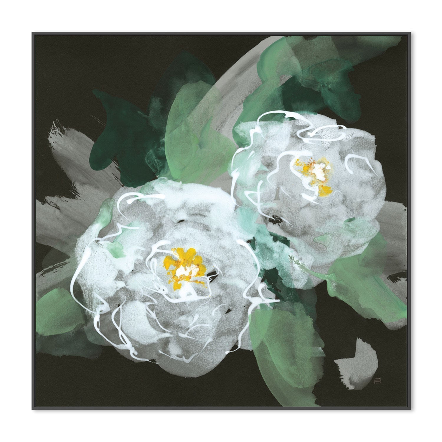 wall-art-print-canvas-poster-framed-Peonies On Black, Style A , By Chris Paschke-GIOIA-WALL-ART