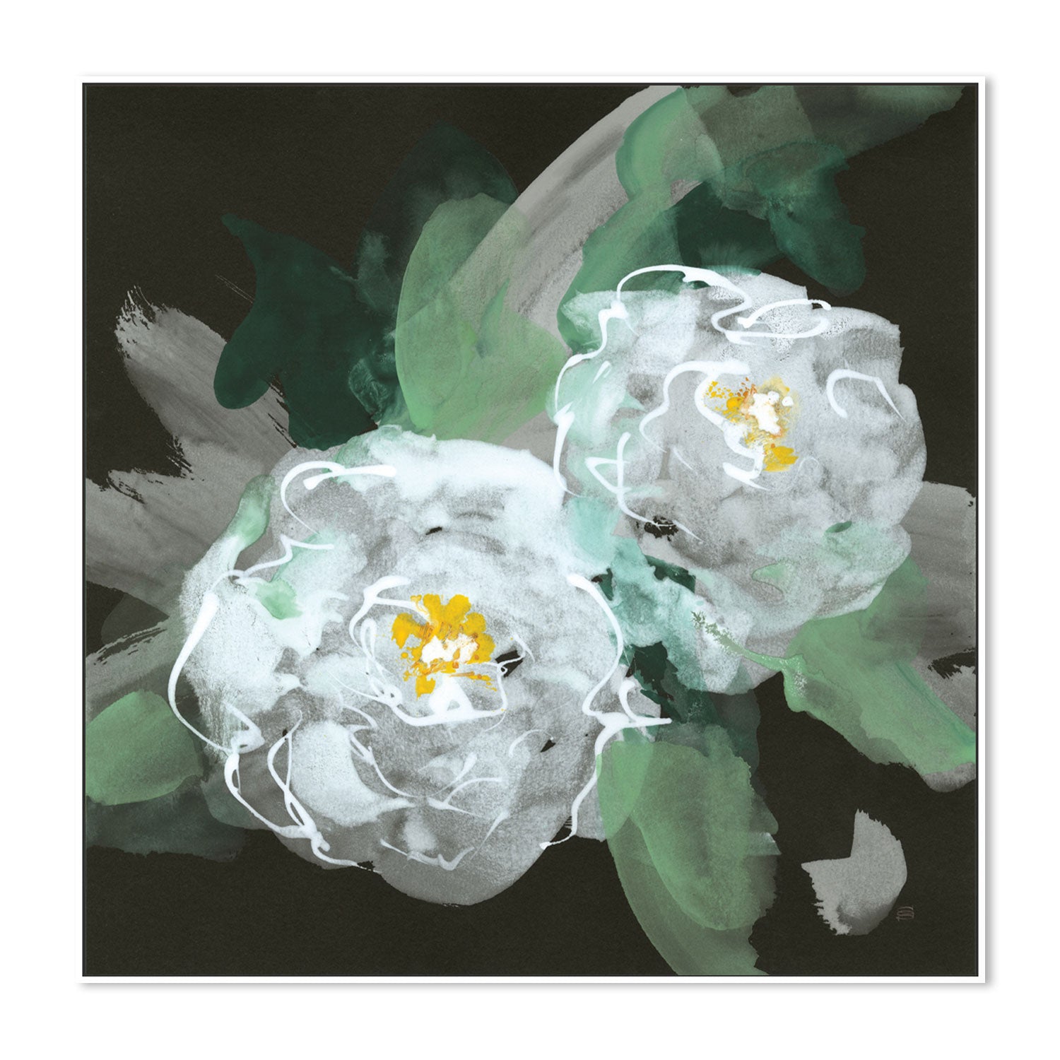 wall-art-print-canvas-poster-framed-Peonies On Black, Style A , By Chris Paschke-GIOIA-WALL-ART