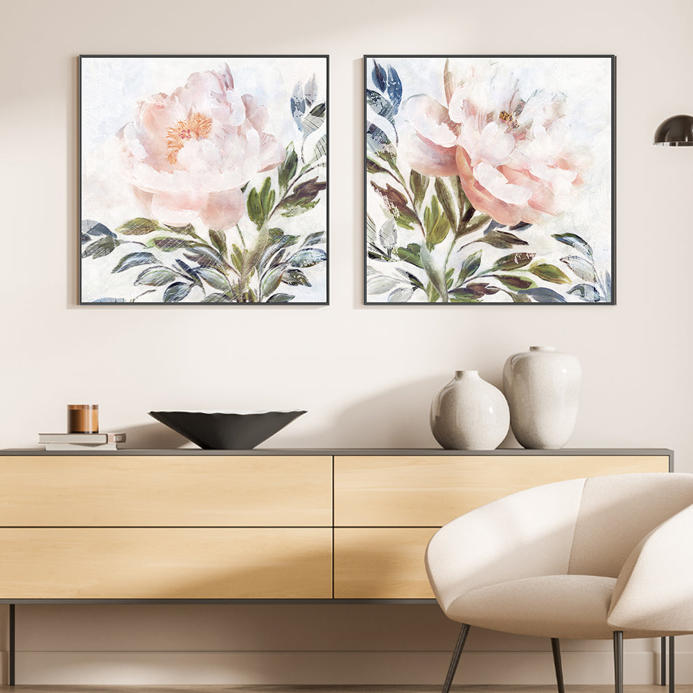 wall-art-print-canvas-poster-framed-Peony Melody, Style A & B, Set Of 2 , By Nina Blue-2