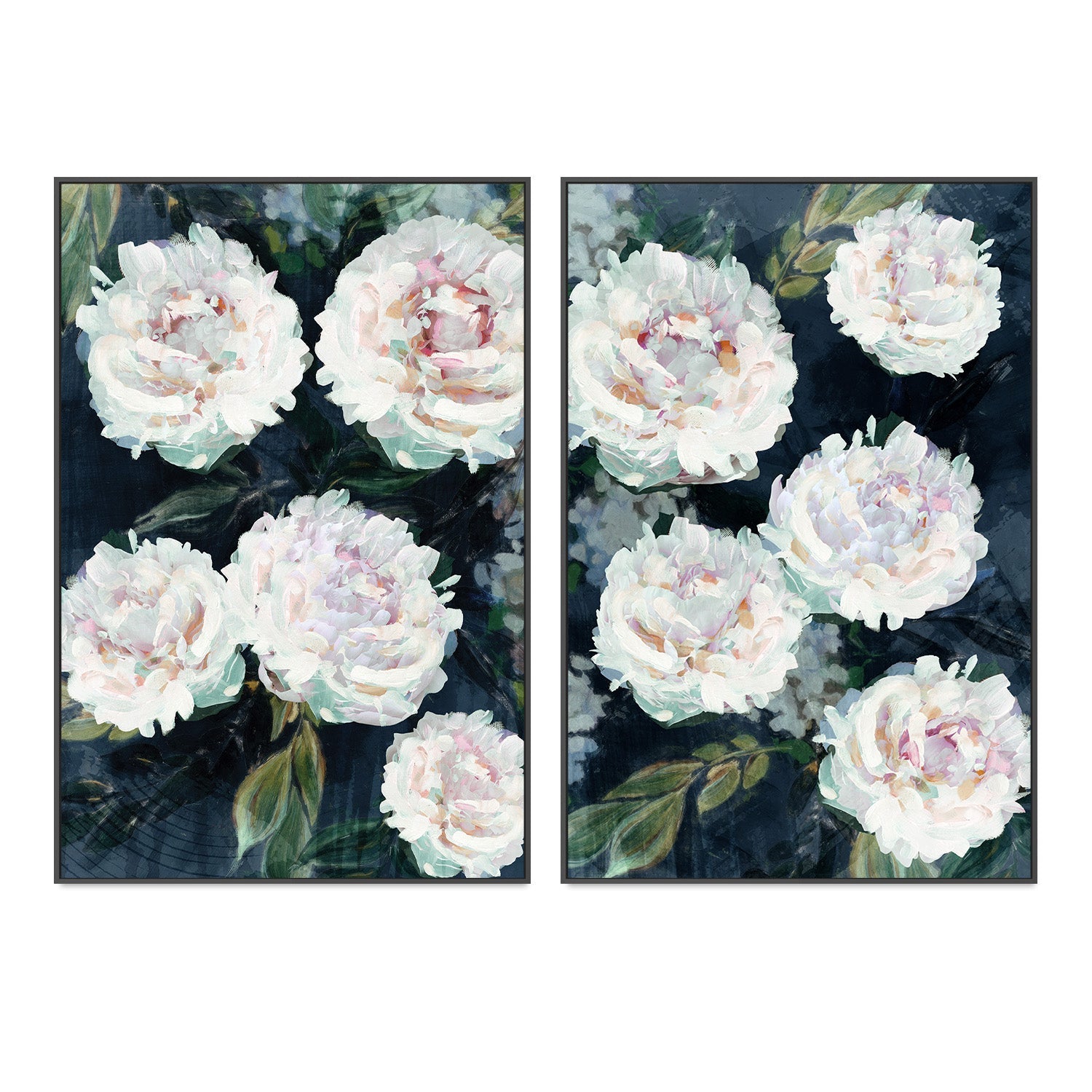 wall-art-print-canvas-poster-framed-Peony Melody, Style A & B, Set Of 2 , By Nina Blue-3