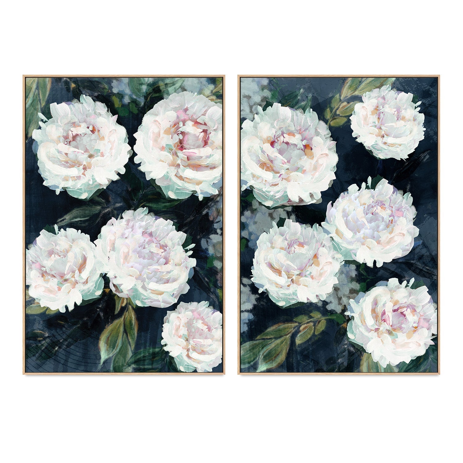 wall-art-print-canvas-poster-framed-Peony Melody, Style A & B, Set Of 2 , By Nina Blue-4