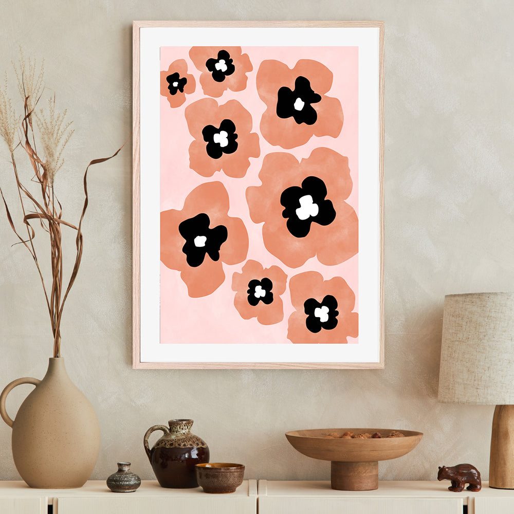 wall-art-print-canvas-poster-framed-Pink Floral Fusion , By Elena Ristova-GIOIA-WALL-ART